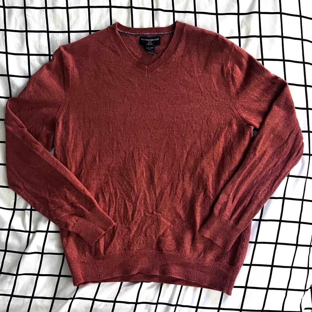 Banana Republic Orange 100% Merino Wool Sweater
